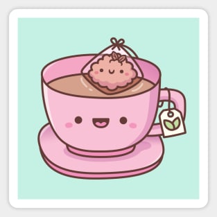 Cute Tea Bag and Teacup Doodle Magnet